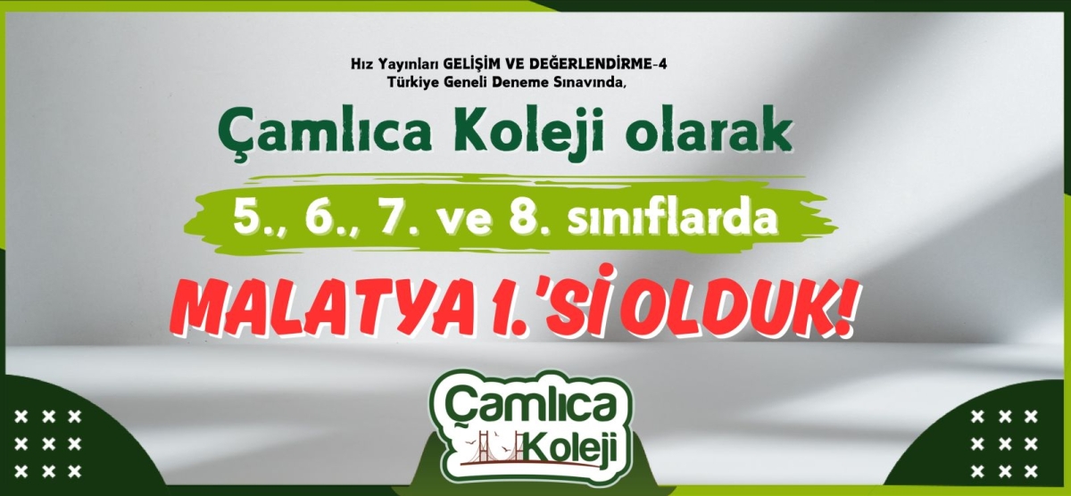 Çamlıca Koleji olarak 5., 6., 7. ve 8. sınıflarda Malatya 1.’si olduk!